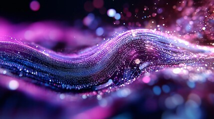 Wall Mural - a vibrant wave of colorful particles creating a mesmerizing flow, ideal for backgrounds, tech themed