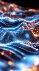 Wall Mural - abstract digital landscape with glowing waves and vibrant lights. perfect for technology, science, a