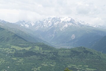 beautiful mountains landscape annd nature in svaneti georgia