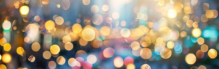 Leinwandbilder - A blurry cityscape with warm, out-of-focus lights glowing through the dark, creating a sense of mystery and excitement.