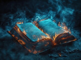 Wall Mural - Book Burning at Night