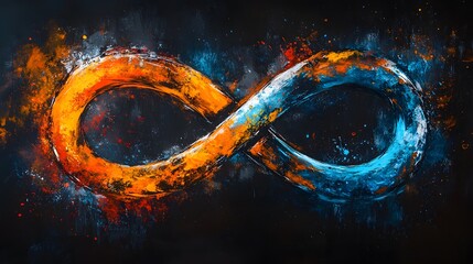 Wall Mural - Infinity Symbol Painted in Orange and Blue