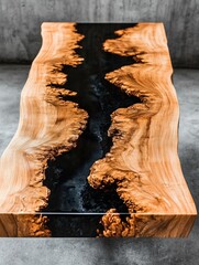 Poster - Wooden Table with Black and Orange Edge