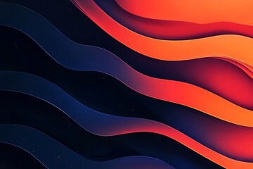 Grainy noisy poster background, dark blue orange red color wave black backdrop abstract header banner design