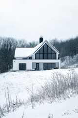 Canvas Print - White House in Snowy Field