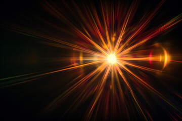 Wall Mural - abstract lens flare on a black background