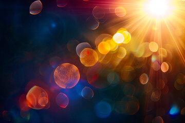 Wall Mural - abstract lens flare on a black background