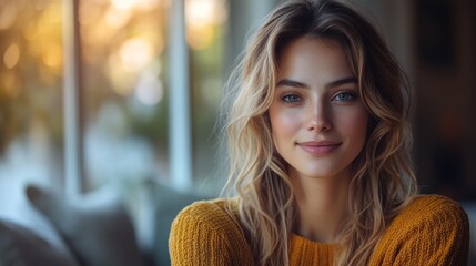 Wall Mural - Portrait of a Young Woman with Blonde Hair