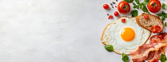  A fried egg atop a slice of bread, accompanied by tomatoes and another slice of bread with an egg fried on top