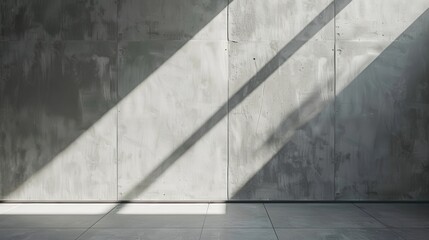 Aufkleber - A concrete wall, composed of several panels, is bathed in sunlight streaming through a window. The light casts long shadows across the wall and floor.