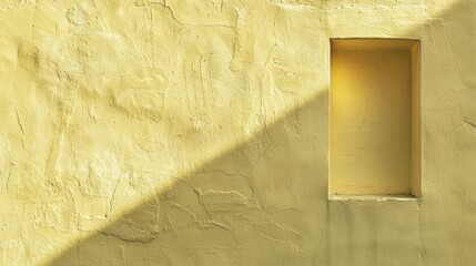 Aufkleber - A recessed niche in a yellow wall is illuminated by the afternoon sun. The light casts a long, diagonal shadow on the wall.