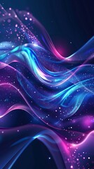 Wall Mural - A blue and purple wave with a lot of sparkles. The wave is very long and it looks like it is moving