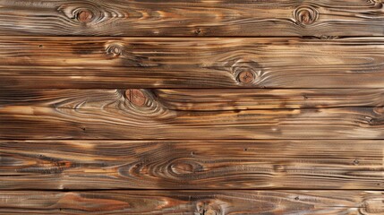 A close-up view of a weathered brown wooden surface, with visible knots and grain patterns. The planks are arranged horizontally, creating a rustic and natural background. The texture is perfect for u