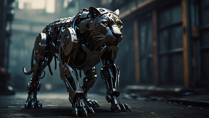 Wall Mural - panther monster robot illustration