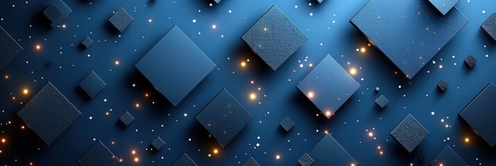 Wall Mural - A blue background with a pattern of squares and stars