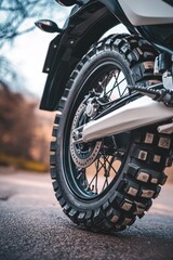 Canvas Print - Motorcycle tire on road