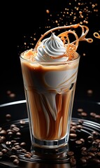 Poster - Milk Brown coffee liquid swirl splash