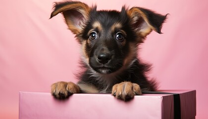 Poster - dog with gift