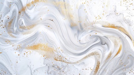 Aufkleber - White and grey paint swirls together in a marble-like pattern, with gold glitter sprinkled throughout.