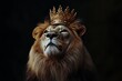 © Khawla - A majestic lion with a crown on its head christian concept art
