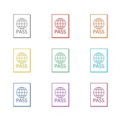 Sticker - Passport with biometric data icon isolated on white background. Set icons colorful