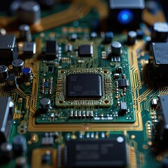 Free Photo secure connection or cyber security service concept of compute  motherboard CPU closeup 	
