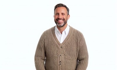 Wall Mural - Portrait of a happy mature man isolated on a white background.