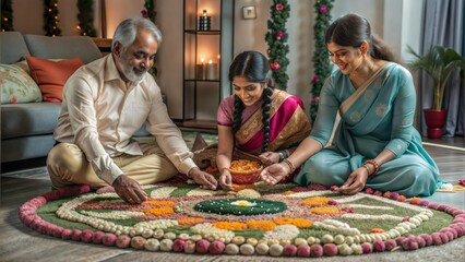 Poster - a middle aged indian couple and their daughter