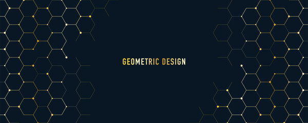 Wall Mural - abstract design element with geometric background and golden hexagons shape pattern