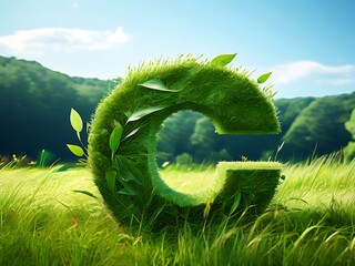 Wall Mural - ollar sign, creatively crafted from lush grass and fresh leaves, represents the concept of sustainable finances, ESG