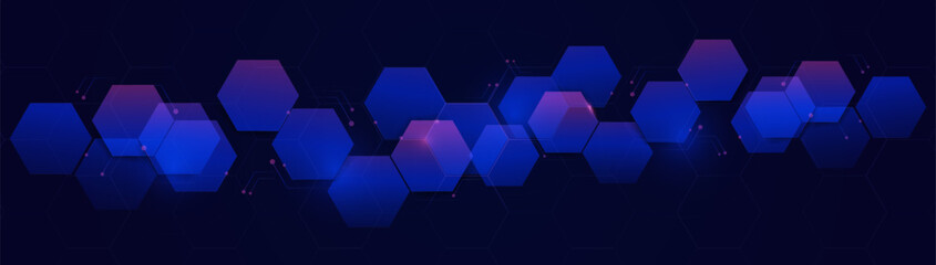Aufkleber - Abstract blue and purple hexagon shapes pattern background. Futuristic digital technology concept. Vector illustration