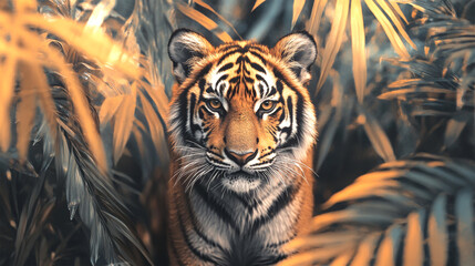 Wall Mural - big tiger looking on background