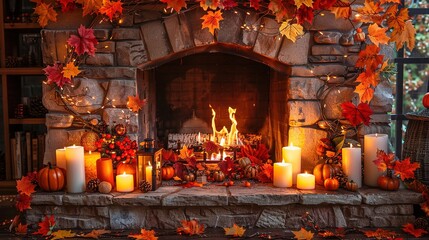 Wall Mural - cozy fireplace wallpaper