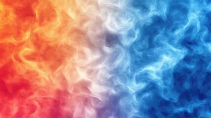 Poster - Abstract vibrant gradient background with fiery red, white, and cool blue swirls. Perfect for creative designs and artistic projects.