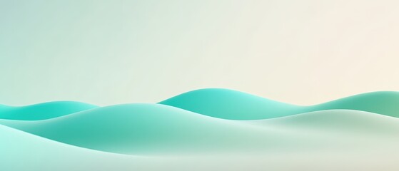 Poster - Abstract minimalist waves in soft turquoise and cream tones, evoking serene and peaceful emotions. Smooth gradients and clean lines.