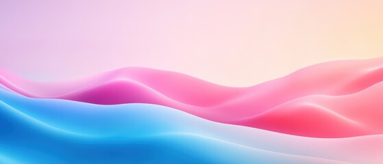 Poster - Abstract gradient background with flowing blue and pink waves, creating a soft and calming visual effect, perfect for design and creativity.