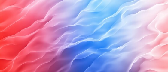 Poster - Abstract gradient background featuring smooth waves in red, blue, and white hues with a soft and flowing texture.