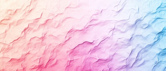 Poster - Abstract crumpled paper texture with gradient colors of pink, purple, and blue creating a unique and vibrant background effect.