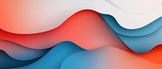 Poster - Abstract colorful waves with red, blue, and white gradients, creating a smooth and vibrant flow in an artistic illustration.