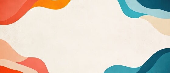 Poster - Abstract background with colorful waves and empty space in center, ideal for presentations, flyers, and other creative designs.