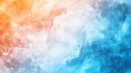 Poster - Abstract cloud-like artwork with vibrant blue and orange hues blending smoothly, ideal for backgrounds or artistic designs.