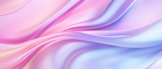 Poster - A vibrant, abstract background with soft, flowing waves in pastel pink, purple, and blue hues, creating a serene and dynamic visual effect.