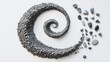 © samrit - A beautiful spiral of tiny stones, arranged in a dynamic flow on a minimal white background, creating a captivating design