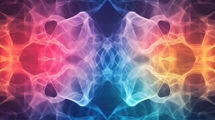 Poster - Vibrant abstract background featuring symmetrical patterns in red, blue, and orange hues. Perfect for modern and creative design projects.