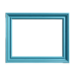 A simple, elegant blue picture frame isolated on a black background.