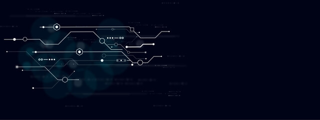 Vectors Digital technology and science background Quantum computer technologies concepts, large data processing. Futuristic blue circuit board background