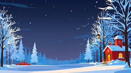 Winter Christmas cartoon  theme landscape background