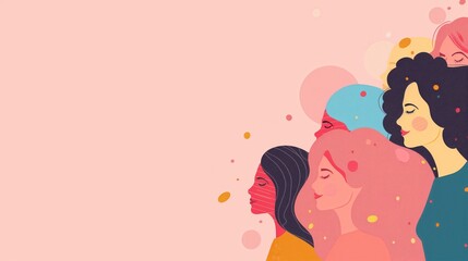 Diverse Women Illustration on Pink Background created by ai