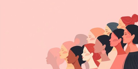 Diverse Women Illustration on Pink Background created by ai