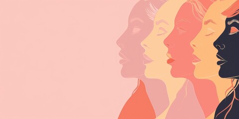 Diverse Women Illustration on Pink Background created by ai